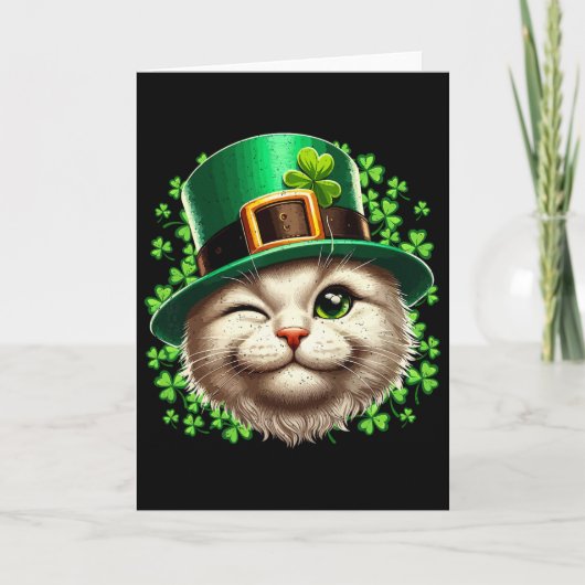 Katten Leprechaun Hoed St Patricks Dag Kitten Sham Kaart (Voorkant)