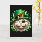 Katten Leprechaun Hoed St Patricks Dag Kitten Sham Kaart (Gele Bloem)
