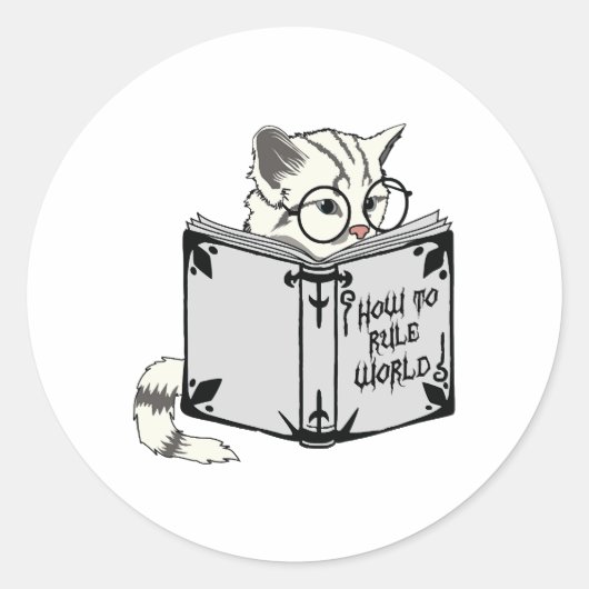 Katten lezen boek ronde sticker (Voorkant)