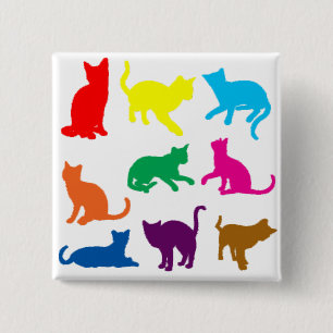 Katten LGBT Vierkante Button 5,1 Cm
