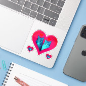 KATTEN LIEFHEBBEN STICKER (Laptop met iPhone)