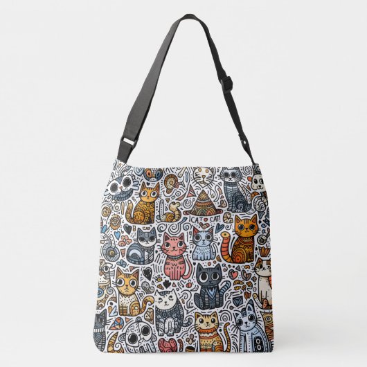 Katten Liefhebber Doodle Cross-body tas (Achterkant)