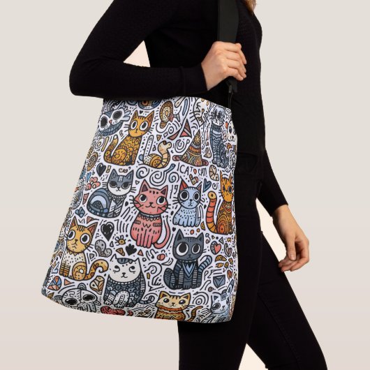 Katten Liefhebber Doodle Cross-body tas (Dichtbij)