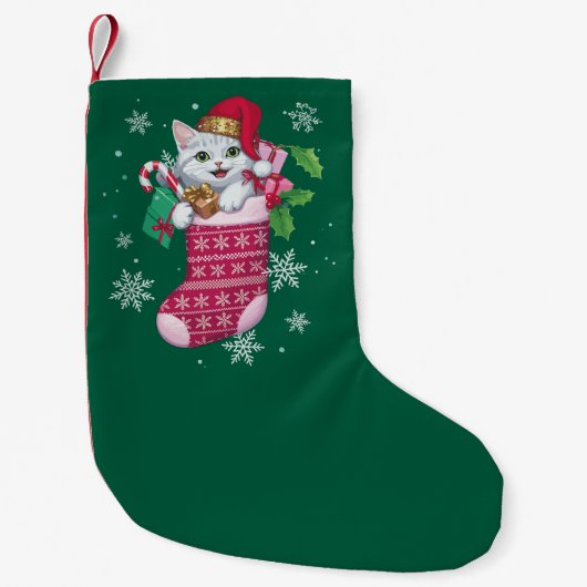 Katten Liefhebber Kerst Grappige katten Eigenaar Kleine Kerstsok (Voorkant)