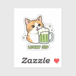 Katten likken bier schuim Alleen één slok Grappige Sticker
