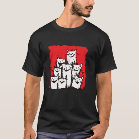 Katten losgelaten liefdevolle vreugdevolle uitdruk t-shirt (Voorkant)