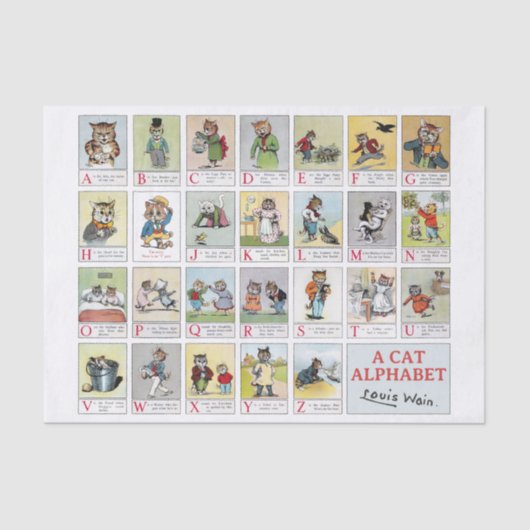 Katten, Louis Wain (achtergrondkleur kan worden ge Tissuepapier (Voorkant)