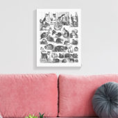 Katten, Louis Wain Canvas Afdruk (Insitu (Woonkamer))