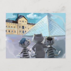Katten Louvre Parijs - Ansichtkaart Briefkaart