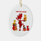 Katten Love Books Keramisch Ornament (Rechts)