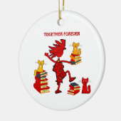Katten Love Books Keramisch Ornament (Links)