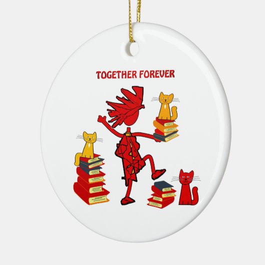 Katten Love Books Keramisch Ornament (Links)