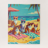 Katten luieren op het strand legpuzzel (Verticaal)