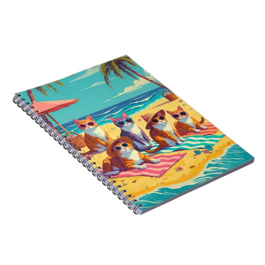Katten luieren op het strand notitieboek (Rechterzijde)
