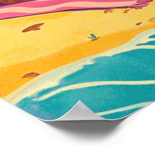 Katten luieren op het strand poster (Hoek)