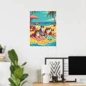 Katten luieren op het strand poster (Thuiskantoor)