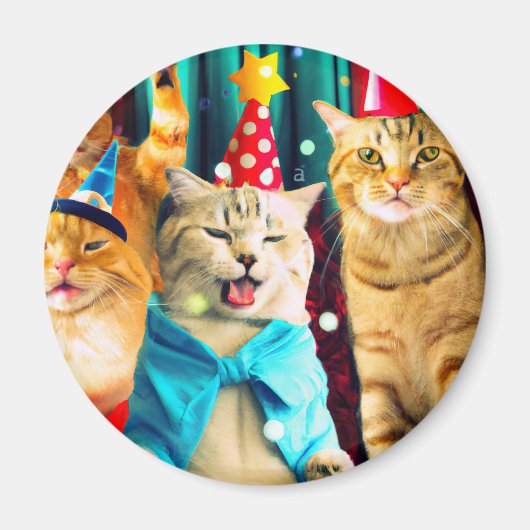 Katten Magnet, Kattenfeest, Dierenliefde Magneet (Voorkant)