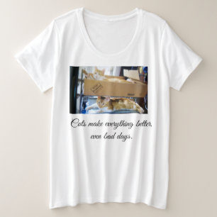 Katten maken alles beter Voor- en achterkant Hart  Grote Maat T-shirt