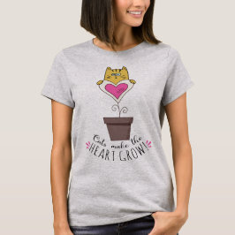 Katten maken het hart groeien T-shirt - Grijs