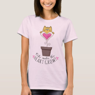 Katten maken het hart groeien T-shirt - Roze