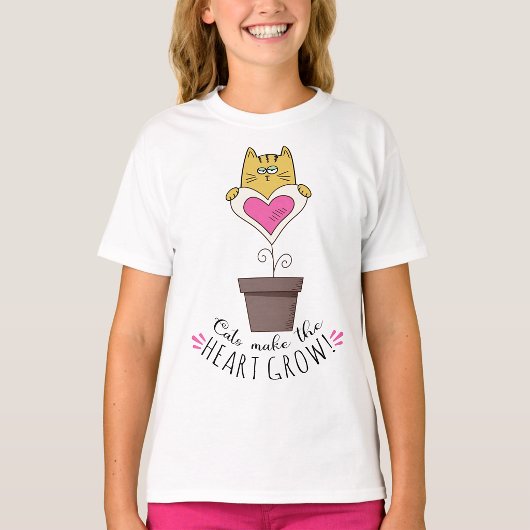 Katten maken het hart groeien T-shirt - Wit