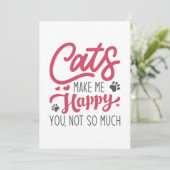 Katten maken me blij dat je niet zo veel hebt bedankkaart (Staand voorkant)