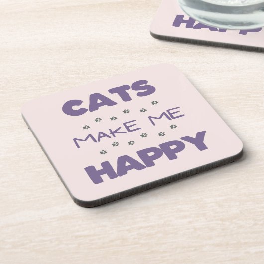 Katten maken me blij Hard plastic onderzetter (Linkerzijde)