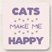 Katten maken me blij Hard plastic onderzetter (Voorkant)