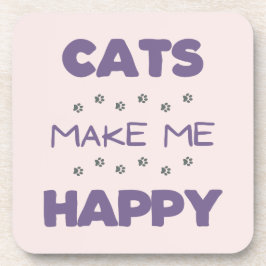 Katten maken me blij Hard plastic onderzetter