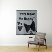 Katten maken me blij Medium (50 "x 60") Tapestry Wandkleed (In situ)
