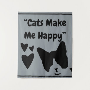 Katten maken me blij Medium (50 "x 60") Tapestry Wandkleed