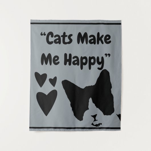 Katten maken me blij Medium (50 "x 60") Tapestry Wandkleed (Voorkant)