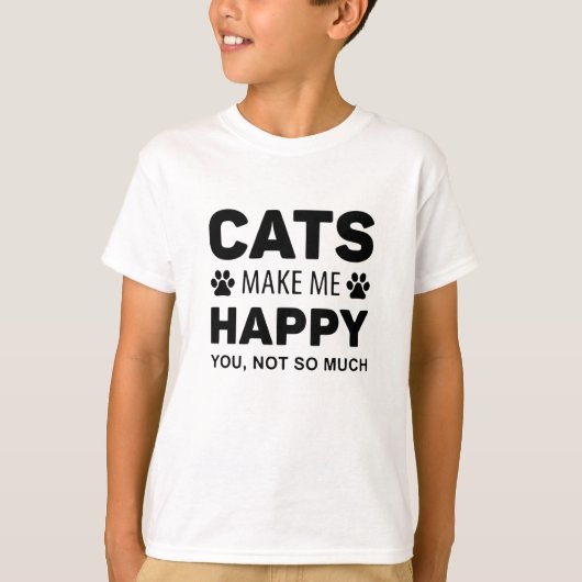 Katten maken me blij t-shirt (Voorkant)