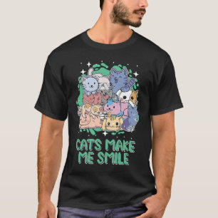 Katten maken me een glimlach Motivatie Citaat Cat T-shirt