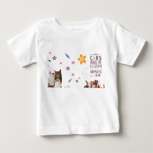 "Katten maken me gelukkig" Baby T-shirt | Schattig (Voorkant)