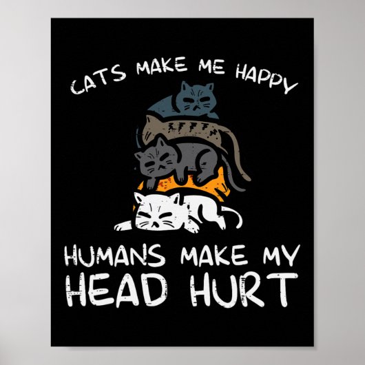 Katten maken me gelukkig mensen grappig kitten bon poster (Voorkant)