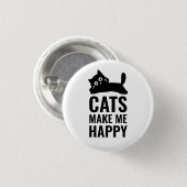 Katten maken me gelukkig ronde button 3,2 cm (Voorkant /achterkant)