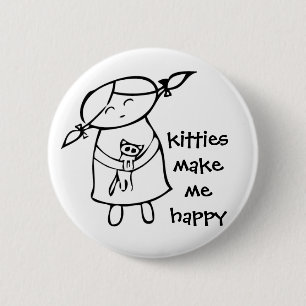 katten maken me gelukkig ronde button 5,7 cm