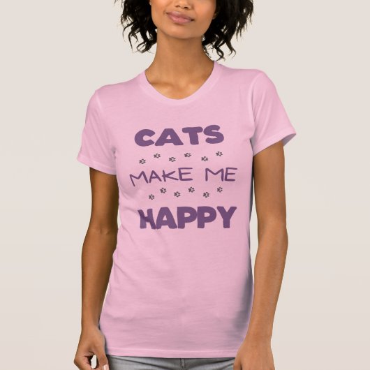 Katten maken me gelukkig t-shirt (Voorkant)
