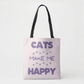 Katten maken me gelukkig tote bag (Voorkant)