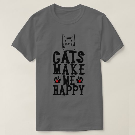 Katten maken me Happy1 T-shirt (Design voorkant)