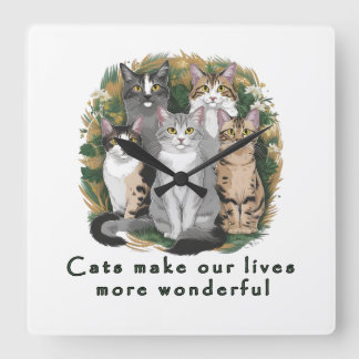 Katten maken ons leven wonderbaarlijker Mooie Katt Vierkante Klok