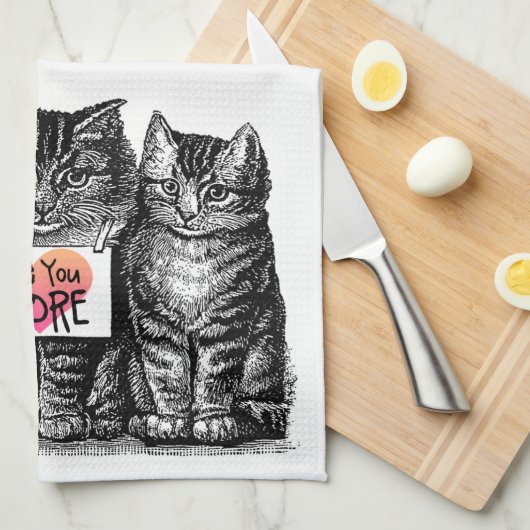  katten: "Meer van je houden" Witte handdoek (Quarter Fold)