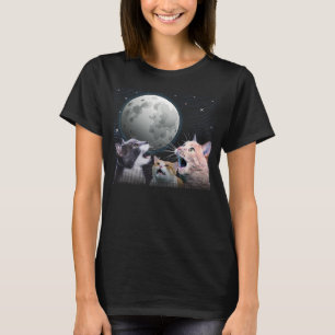 katten meeuwen bij maan kat ruimte kitten grap t-shirt