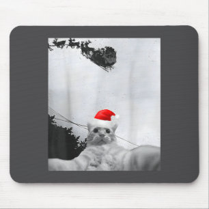 Katten Meme Grappige Kat Selfie Met Kerstman Hoed Muismat