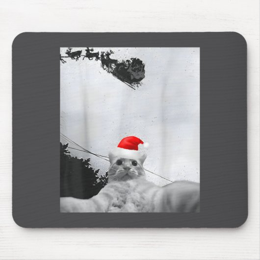 Katten Meme Grappige Kat Selfie Met Kerstman Hoed Muismat (Voorkant)