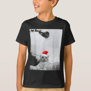 Katten Meme Grappige Kat Selfie Met Kerstman Hoed  T-shirt