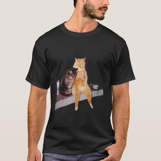 Katten Meme Kat Die Sigaret Rookt T-shirt (Voorkant)