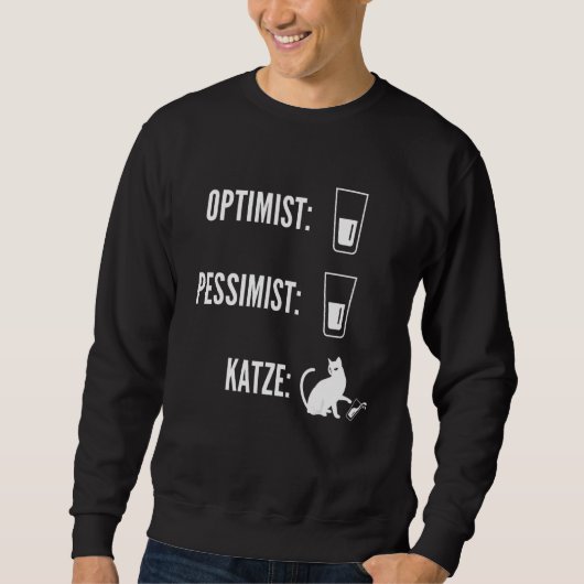Katten Meme Katten Optimist Pessimist Glas Half Vo Trui (Voorkant)