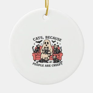 Katten Mensen Zijn Enge Skelet Halloween T-Shirt O Keramisch Ornament